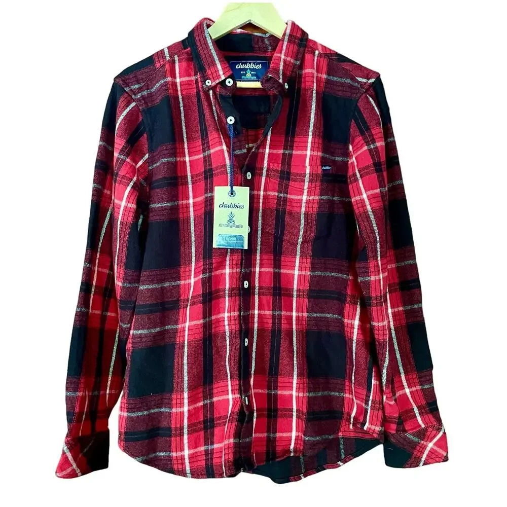Chubbies The Jack of All Lumbers Brushed Flannel Shirt Plaid Size Small NEW